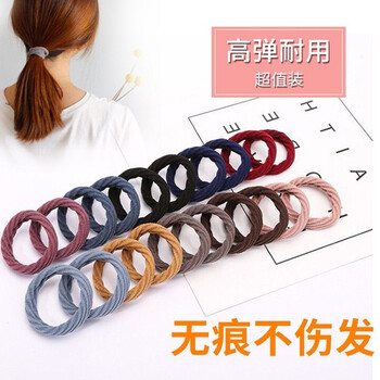千银鸟 高弹力耐用皮筋女扎头无接缝发圈皮套女头绳加粗发绳 彩色发圈10根