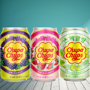 韩国进口珍宝珠罐装汽水碳酸饮料甜橙草莓奶油葡萄味345ml 草莓奶油味