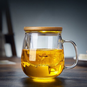 姿清家用耐热花茶杯水杯玻璃杯绿茶杯办公室男女喝水杯子茶水分离泡茶