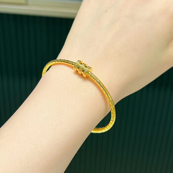 福韵礼999足金小蛮腰手镯卡扣椭圆形黄金贵妃镯子女士简约现代时尚