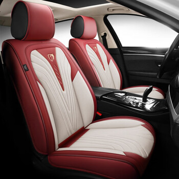 新款汽车坐垫四季通用汽车座套全皮全包围固定腰靠汽车坐套豪华蓝白
