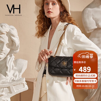 VANESSA HOGAN VH女包茵然软包系列轻奢斜挎包女牛皮单肩链条包生日礼物送女友 黑色(更适合秋冬出行)