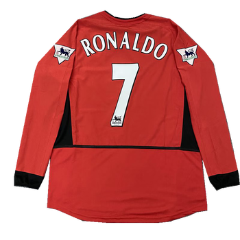 麻乎复古曼联主场0203赛季球衣7号c罗贝克汉姆10号范尼成人长袖足球服