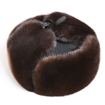 皮帽子男整水中老年护耳雷锋帽冬季天男士水獭皮草帽子水獭本色s545