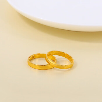 伊享黄金戒指足金光面经典对戒小金圈素金妈妈礼物活口可调节戒指约5g