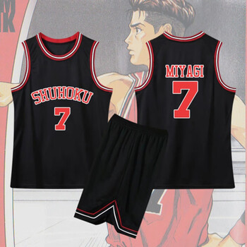 芭蔻鹿灌篮高手篮球服定制湘北队球衣樱木花道流川枫假两件套装 黑色