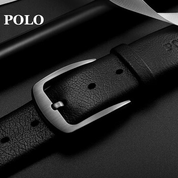 polo男士皮带针扣头层牛皮腰带青年商务休闲裤带011p611哑枪色