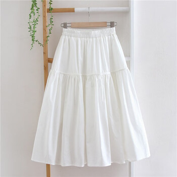 2022早春夏仙女小白裙半身裙女a字伞裙气质中长款裙森系文艺穿搭白色