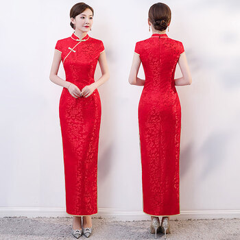 礼仪小姐礼服旗袍礼仪迎宾服装女颁奖前台接待小姐服酒店走秀婚礼长歀