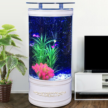 gdshangpin半圆形客厅电视柜鱼缸中小型生态水缸免换水玻璃鱼缸客厅靠