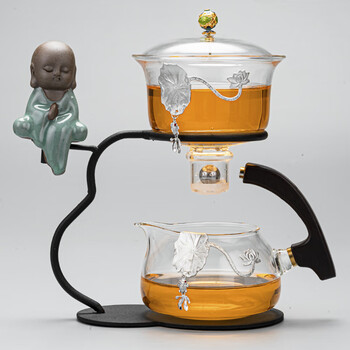 古德窑创意玻璃自动茶具套装家用茶杯懒人泡茶神器茶壶磁吸出水办公室