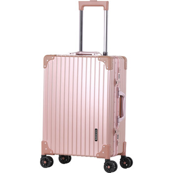 瑞世（SUISSEWIN）复古铝框拉杆箱 静音万向轮旅行箱 商务出差时尚行李箱密码锁登机箱 SN7611 20英寸玫瑰金