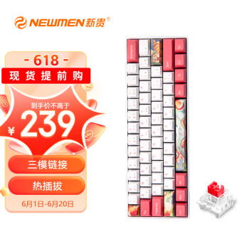 新贵（Newmen）GM610PRO三模热插拔机械键盘 办公/游戏键盘 RGB背光 PBT键帽原厂高度 红轴