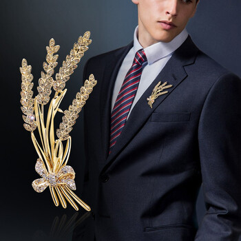 大衣西服麦穗胸针男简约西装别针胸花领针男士潮流配饰圣诞节生日礼物