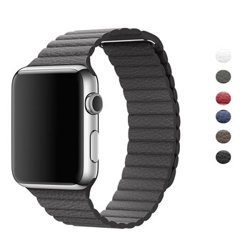 LAZYODD苹果手表表带Apple watch9/8/7/6/SE5/4/3皮质回环表带iwatch表带 灰色 45MM