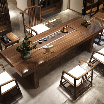 梦匠坊 实木茶桌椅组合 新中式功夫茶桌茶台桌套装 现代大板茶桌茶水