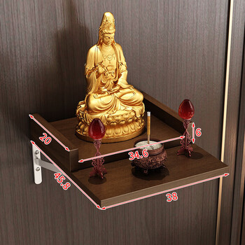 放财神爷的供台架子财神柜挂墙家用香炉神台桌观音佛像供奉摆放台 深