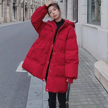 兰芙伦过年衣服套装女新年战袍本命年红色冬季新款连帽外套毛衣牛仔裤