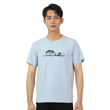 悍途(humtto)新款户外夏季男士圆领短袖t恤休闲 浅灰蓝 l