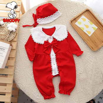 婴儿秋装衣服满月百天礼服超洋气一岁女宝宝连体衣春秋公主风长 