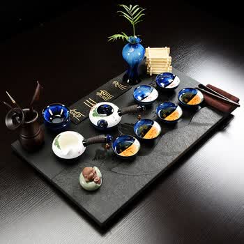 手绘陶瓷功夫茶具套装家用现代简约喝茶整套茶杯茶壶茶盘组合茶道