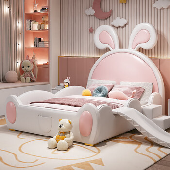 诗琪娜儿童床女孩公主床卧室网红兔子床实木一米五多功能卧室家具单人