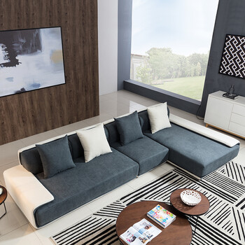 客厅转角大小户型可拆洗布沙发组合整装家具 深灰色 双人 左贵妃(2