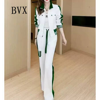 BVX运动休闲套装女2023新款气质显瘦感减龄开衫卫衣春秋装两件套 白色 L
