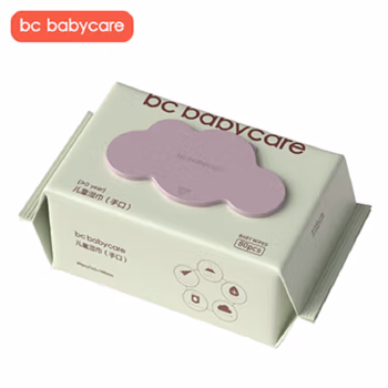 bc babycare婴儿湿巾宝宝护肤湿纸巾手口柔湿巾加厚套装 80抽-1包(有盖)