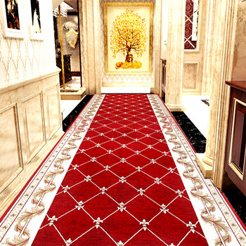 防滑门口提花地毯可裁剪定制宾馆酒店房间迎宾庆典喜庆长条红地毯