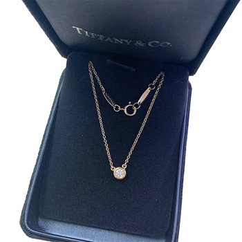 tiffany蒂芙尼圆钻项链 蒂凡尼 女士18k玫瑰金镶钻石吊坠  女款 简约
