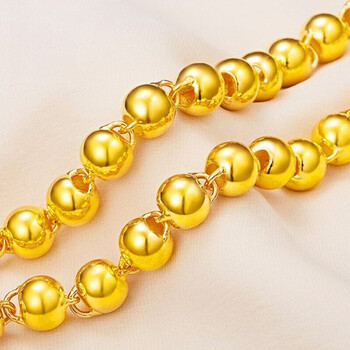 黄金项链男士加粗光珠女款素链足金9999圆珠真金链子男女款吊坠配链