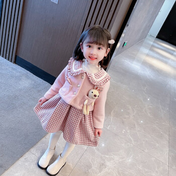 思迪萌女宝宝呢子外套秋天韩版保暖中小童1-7岁小女孩生日衣服女童