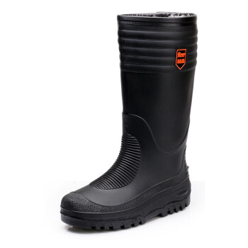 强人棉雨靴 JDMYX806 际华3515高品质加绒保暖防水雨鞋防滑耐磨套脚防雨雪胶鞋 黑色 43码