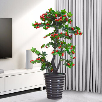 世欣家居假树金桔樱桃果树仿真植物大型落地盆栽客厅室内假13米樱桃树