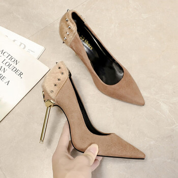 高跟鞋女学生18成人礼  马毛铆钉高跟鞋女学生十八岁成人礼生日8cm细