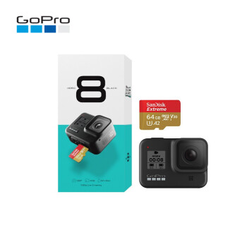 GoPro HERO8 Black 4K运动相机 Vlog数码摄像机 防水防抖 新手套装（单机+64G内存卡）