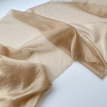 金驼色半透珠光纱时装网纱雪纺纤维面料 手工设计师布料 金驼色 半米