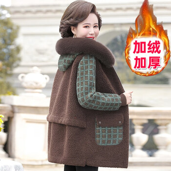 情罗兰 妈妈装春秋装中老年女装棉服女加绒厚摇粒绒外套50岁中年人衣服 14962147绿色加绒中长 2XL（建议105-120斤）