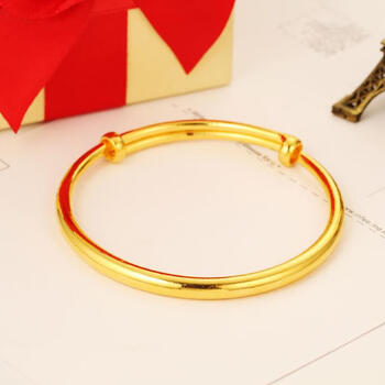 老凤祥免税999真金手镯女纯黄金手镯宽面满天星镯子金手链送礼品 细款