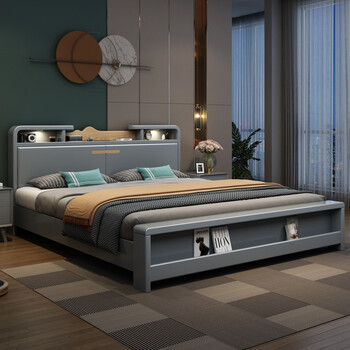 酷享2021年新款储物实木床北欧现代简约1主卧双人床高箱床橡木床双人