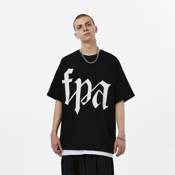 fpa(vengetice) 哥特体logo短袖 国潮牌夏季嘻哈宽松街头t恤男国潮