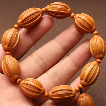 福策橄榄核雕刻灯笼小瓜珠单圈手串素核腰珠文玩配件男女佛珠橄榄胡