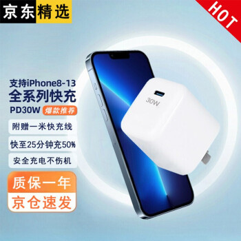 苹果PD30W快充充电器 小巧便携可折叠 适用于iphone苹果13\/12\/11安卓通用共赢利 【充电套装白色】30W迷你快充头+1米充电线