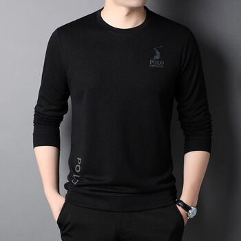 阿瓦达awd高端品牌长袖t恤男新款韩版休闲潮牌印花纯色圆领打底衫男