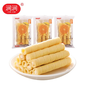 酥脆注心香橙蛋卷酱芯早餐零食卷心酥108支