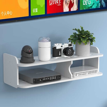 智宙路由器置物架电视机顶盒壁挂收纳盒免打孔家用客厅wifi架子ll5长