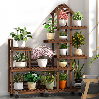 简约落地实木花架客厅创意室内木质植物花盆架特大号轮子款 图片价格品牌报价 京东