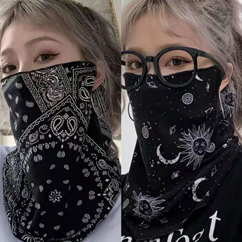 枳萸摩托车面巾腰果花方巾男复古哈雷机车面罩防晒冰丝骑行嘻哈头巾女