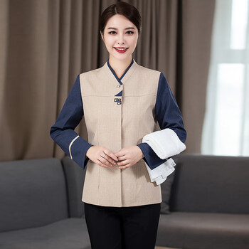 物业保洁员工作服冬装酒店物业棉麻保洁工作服长袖秋冬季宾馆医院家政